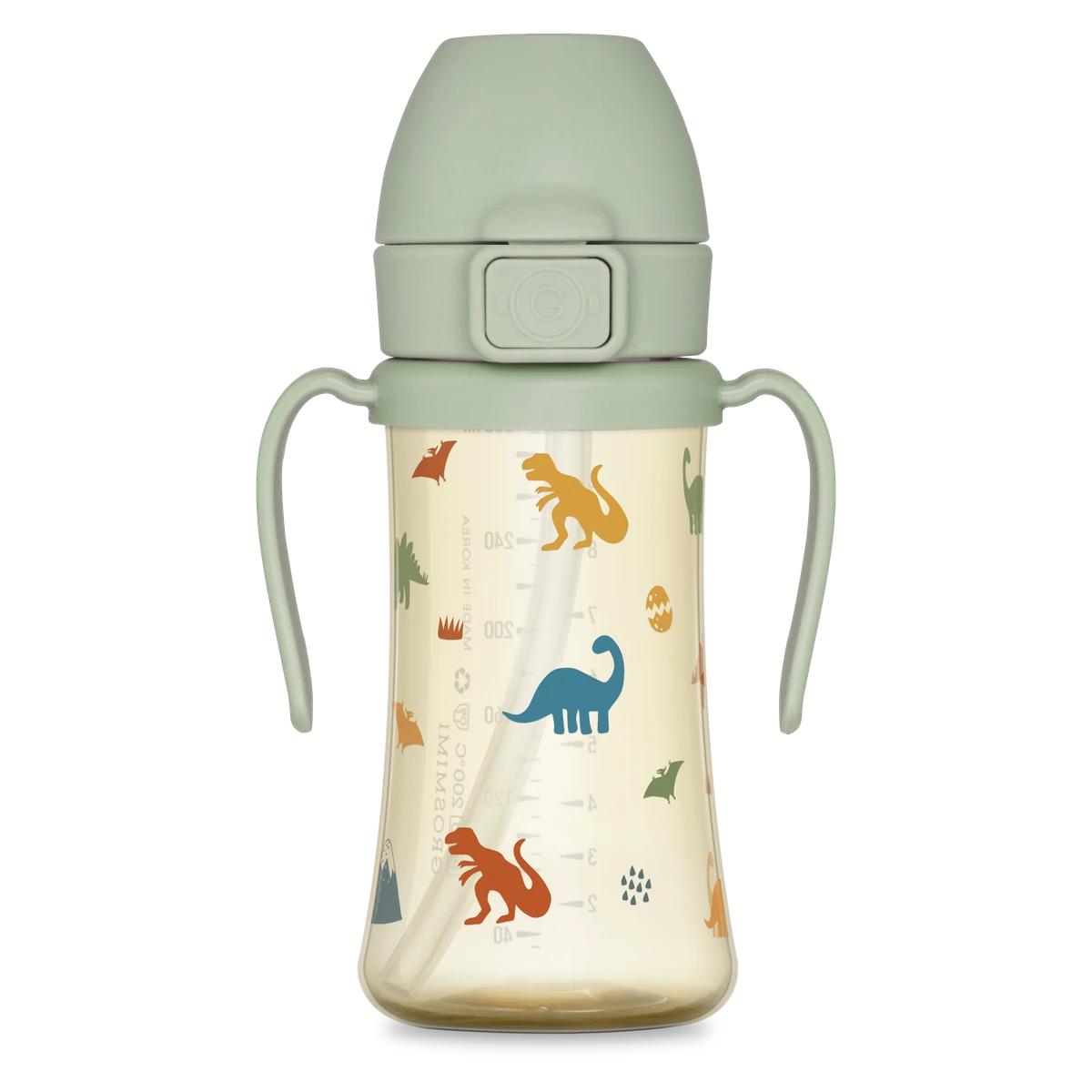 PPSU tréninkové hrnky s brčkem — Dino, 300 ml