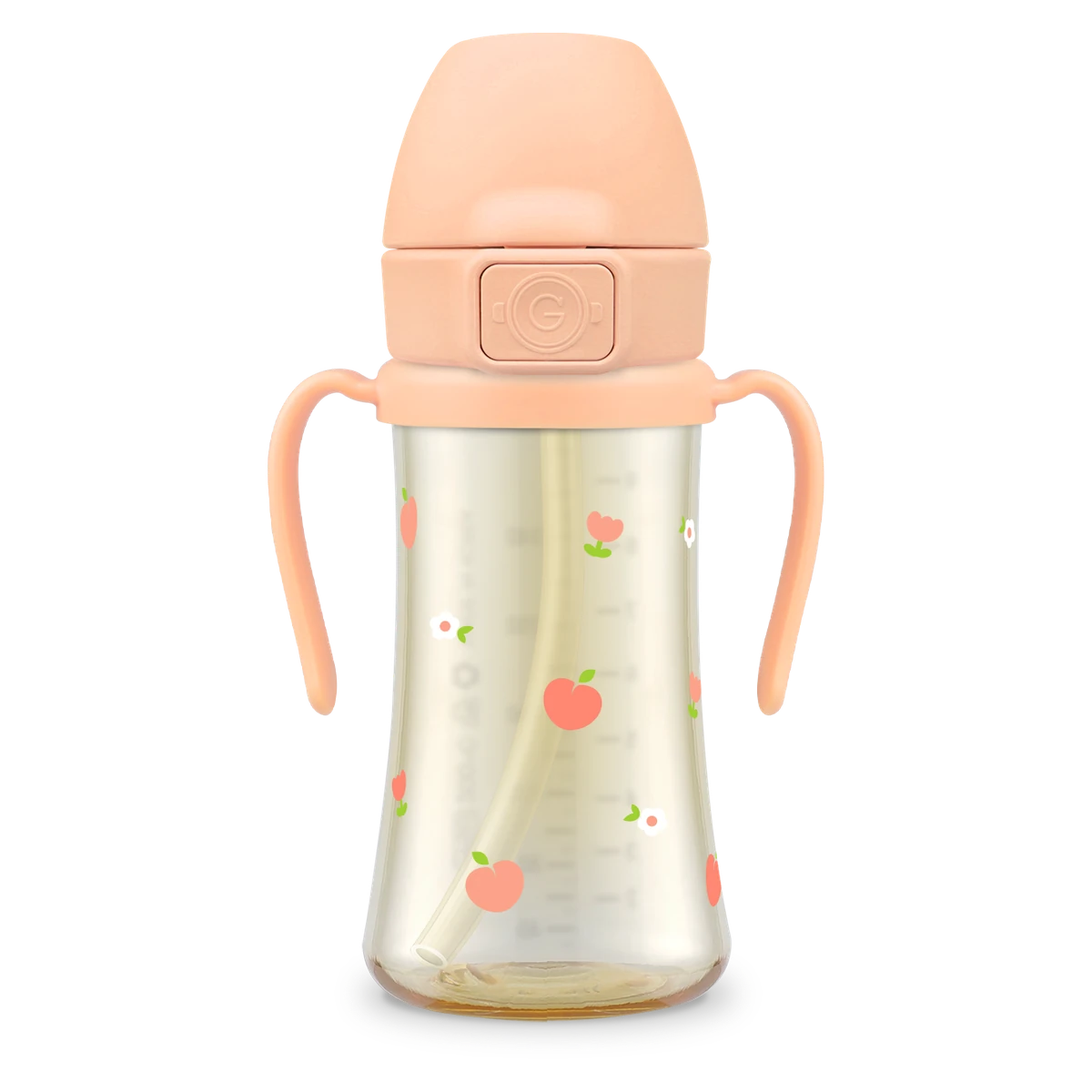 PPSU tréninkové hrnky s brčkem — Peach Flower, 300 ml · se závažím